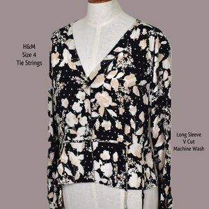 HM Blouse Woman Top 4 V Cut Long Sleeve Bust 40 Inch Button Down Machine Wash